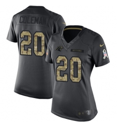 Women's Nike Carolina Panthers #20 Kurt Coleman Limited Black 2016 Salute to Service NFL Jersey