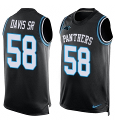 Men's Nike Carolina Panthers #58 Thomas Davis Limited Black Player Name & Number Tank Top NFL Jersey