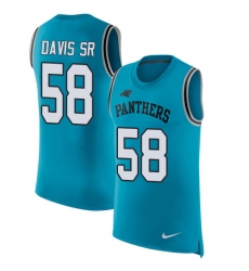 Men's Nike Carolina Panthers #58 Thomas Davis Limited Blue Rush Player Name & Number Tank Top NFL Jersey