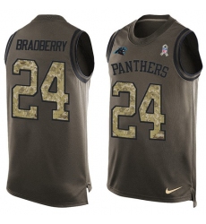 Men's Nike Carolina Panthers #24 James Bradberry Limited Green Salute to Service Tank Top NFL Jersey