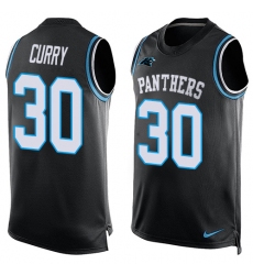 Men's Nike Carolina Panthers #30 Stephen Curry Limited Black Player Name & Number Tank Top NFL Jersey