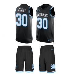 Men's Nike Carolina Panthers #30 Stephen Curry Limited Black Tank Top Suit NFL Jersey