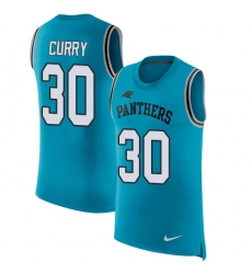 Men's Nike Carolina Panthers #30 Stephen Curry Limited Blue Rush Player Name & Number Tank Top NFL Jersey