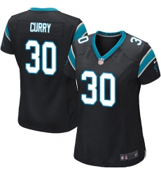 Women's Nike Carolina Panthers #30 Stephen Curry Game Black Team Color NFL Jersey