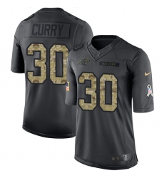 Youth Nike Carolina Panthers #30 Stephen Curry Limited Black 2016 Salute to Service NFL Jersey