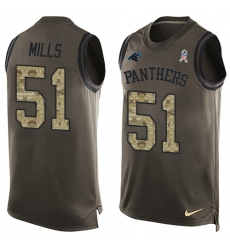 Men's Nike Carolina Panthers #51 Sam Mills Limited Green Salute to Service Tank Top NFL Jersey