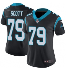 Women's Nike Carolina Panthers #79 Chris Scott Elite Black Team Color NFL Jersey