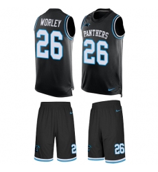 Men's Nike Carolina Panthers #26 Daryl Worley Limited Black Tank Top Suit NFL Jersey