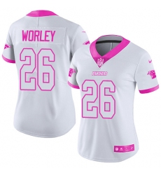 Women's Nike Carolina Panthers #26 Daryl Worley Limited White/Pink Rush Fashion NFL Jersey