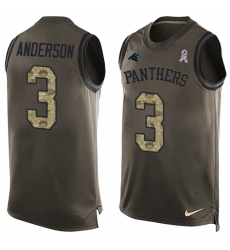 Men's Nike Carolina Panthers #3 Derek Anderson Limited Green Salute to Service Tank Top NFL Jersey