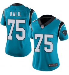 Women's Nike Carolina Panthers #75 Matt Kalil Blue Alternate Vapor Untouchable Limited Player NFL Jersey