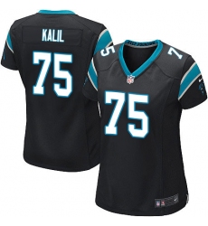Women's Nike Carolina Panthers #75 Matt Kalil Game Black Team Color NFL Jersey