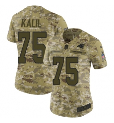 Women's Nike Carolina Panthers #75 Matt Kalil Limited Camo 2018 Salute to Service NFL Jersey