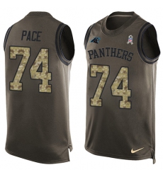 Men's Nike Carolina Panthers #74 Daeshon Hall Limited Green Salute to Service Tank Top NFL Jersey