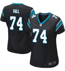 Women's Nike Carolina Panthers #74 Daeshon Hall Game Black Team Color NFL Jersey
