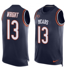 Men's Nike Chicago Bears #13 Kendall Wright Limited Navy Blue Player Name & Number Tank Top NFL Jersey