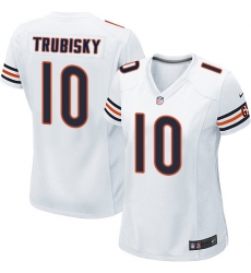 Women's Nike Chicago Bears #10 Mitchell Trubisky Game White NFL Jersey