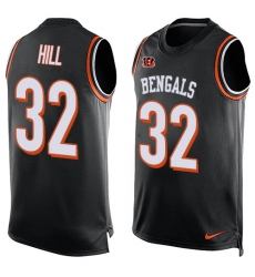 Men's Nike Cincinnati Bengals #32 Jeremy Hill Limited Black Player Name & Number Tank Top NFL Jersey