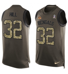 Men's Nike Cincinnati Bengals #32 Jeremy Hill Limited Green Salute to Service Tank Top NFL Jersey