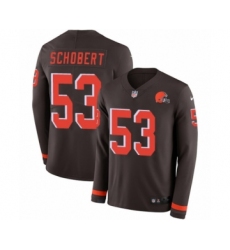 Men's Nike Cleveland Browns #53 Joe Schobert Limited Brown Therma Long Sleeve NFL Jersey