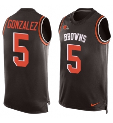 Men's Nike Cleveland Browns #5 Zane Gonzalez Limited Brown Player Name & Number Tank Top NFL Jersey