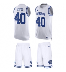 Men's Nike Dallas Cowboys #40 Bill Bates Limited White Tank Top Suit NFL Jersey