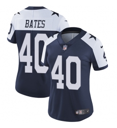 Women's Nike Dallas Cowboys #40 Bill Bates Navy Blue Throwback Alternate Vapor Untouchable Limited Player NFL Jersey