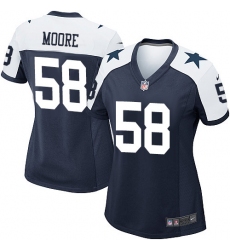 Women's Nike Dallas Cowboys #58 Damontre Moore Game Navy Blue Throwback Alternate NFL Jersey