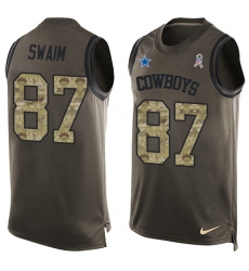 Men's Nike Dallas Cowboys #87 Geoff Swaim Limited Green Salute to Service Tank Top NFL Jersey