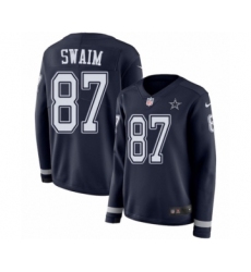 Women's Nike Dallas Cowboys #87 Geoff Swaim Limited Navy Blue Therma Long Sleeve NFL Jersey