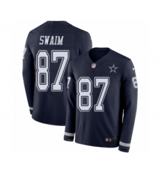 Youth Nike Dallas Cowboys #87 Geoff Swaim Limited Navy Blue Therma Long Sleeve NFL Jersey