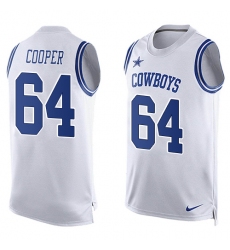 Men's Nike Dallas Cowboys #64 Jonathan Cooper Limited White Player Name & Number Tank Top NFL Jersey