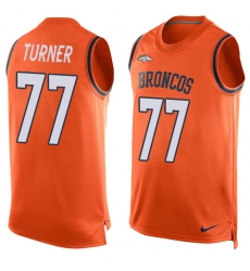 Men's Nike Denver Broncos #77 Billy Turner Limited Orange Player Name & Number Tank Top NFL Jersey