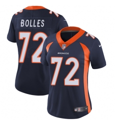Women's Nike Denver Broncos #72 Garett Bolles Elite Navy Blue Alternate NFL Jersey