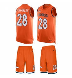 Men's Nike Denver Broncos #28 Jamaal Charles Limited Orange Tank Top Suit NFL Jersey