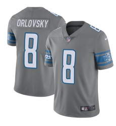 Men's Nike Detroit Lions #8 Dan Orlovsky Elite Steel Rush NFL Jersey