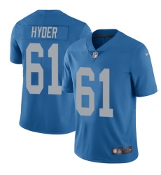 Men's Nike Detroit Lions #61 Kerry Hyder Elite Blue Alternate NFL Jersey