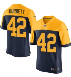 Men's Nike Green Bay Packers #42 Morgan Burnett Elite Navy Blue Alternate NFL Jersey