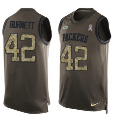 Men's Nike Green Bay Packers #42 Morgan Burnett Limited Green Salute to Service Tank Top NFL Jersey