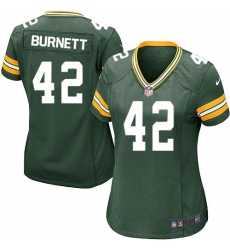 Women's Nike Green Bay Packers #42 Morgan Burnett Game Green Team Color NFL Jersey