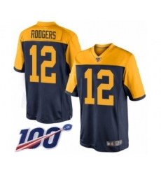 Men's Green Bay Packers #12 Aaron Rodgers White Vapor Untouchable Limited Player 100th Season Football Jersey