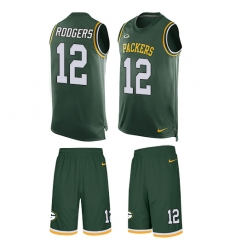 Men's Nike Green Bay Packers #12 Aaron Rodgers Limited Green Tank Top Suit NFL Jersey