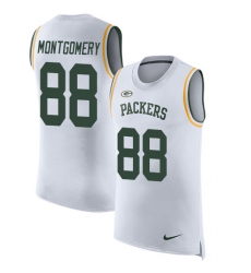 Men's Nike Green Bay Packers #88 Ty Montgomery Limited White Rush Player Name & Number Tank Top NFL Jersey