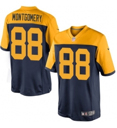Youth Nike Green Bay Packers #88 Ty Montgomery Elite Navy Blue Alternate NFL Jersey