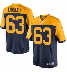 Youth Nike Green Bay Packers #63 Corey Linsley Elite Navy Blue Alternate NFL Jersey