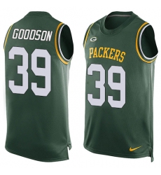 Men's Nike Green Bay Packers #39 Demetri Goodson Limited Green Player Name & Number Tank Top NFL Jersey