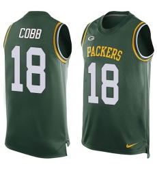 Men's Nike Green Bay Packers #18 Randall Cobb Limited Green Player Name & Number Tank Top NFL Jersey