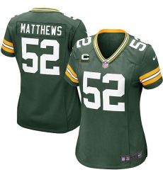 Women's Nike Green Bay Packers #52 Clay Matthews Elite Green Team Color C Patch NFL Jersey