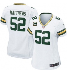 Women's Nike Green Bay Packers #52 Clay Matthews Elite White C Patch NFL Jersey