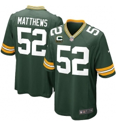Youth Nike Green Bay Packers #52 Clay Matthews Elite Green Team Color C Patch NFL Jersey